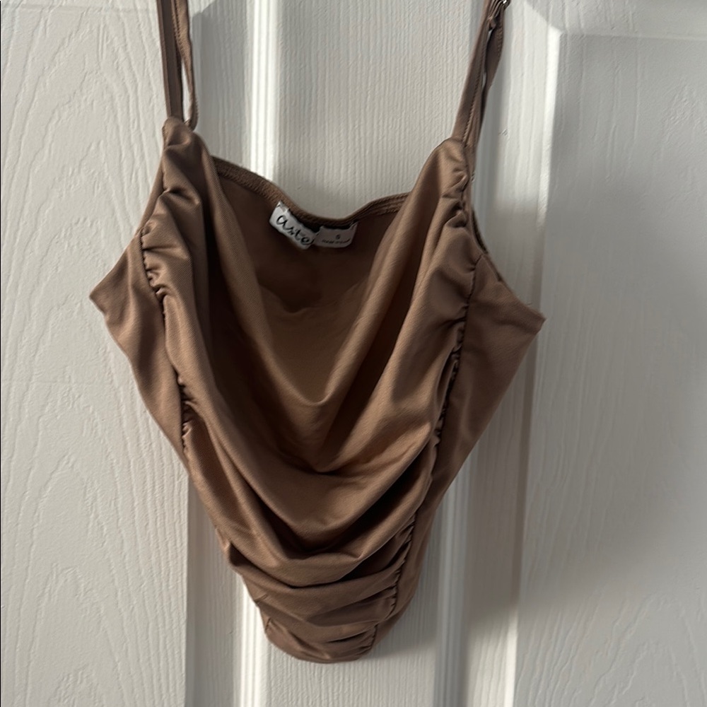 Brown Ruched Cami Top